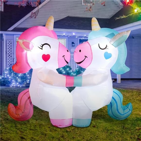 6FT Halloween Inflatables Unicorn Outdoor Decorations with Built-in LEDs - Picture 2 of 6
